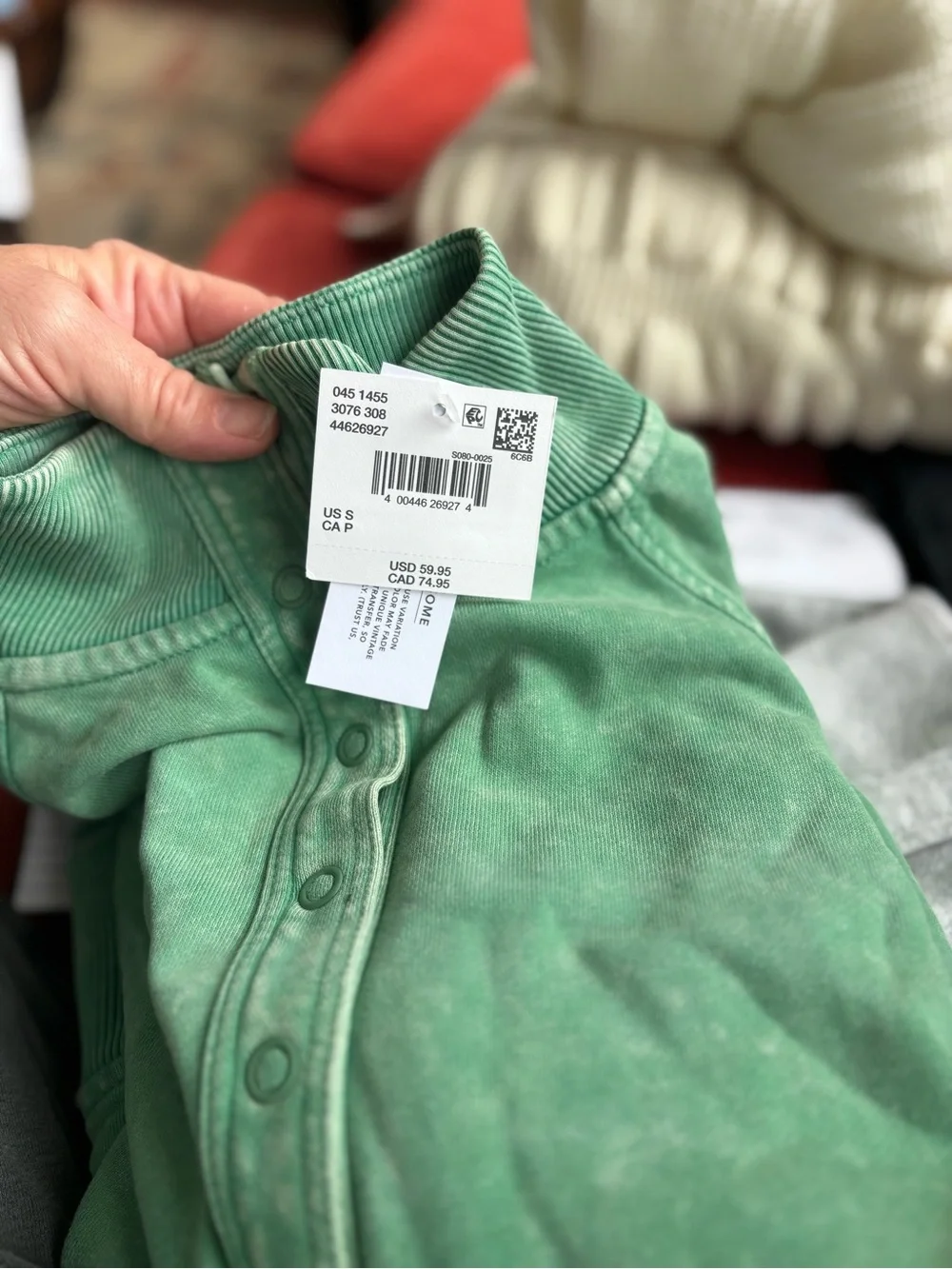 Washed Seafoam Green Pullover Sweatshirt - Picture 6 of 7